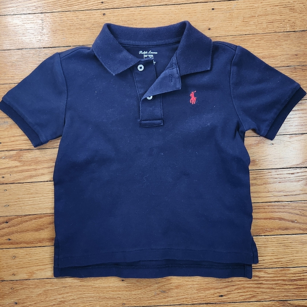 Ralph Lauren Navy Blue Kids Soft Cotton Polo Shirt 24 Baby Toddler Boy